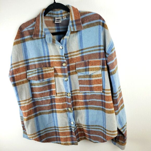 Women's Ford Blue Brown Plaid Ford Bronco Graphic Button Up Shirt Size XXL - Picture 4 of 10
